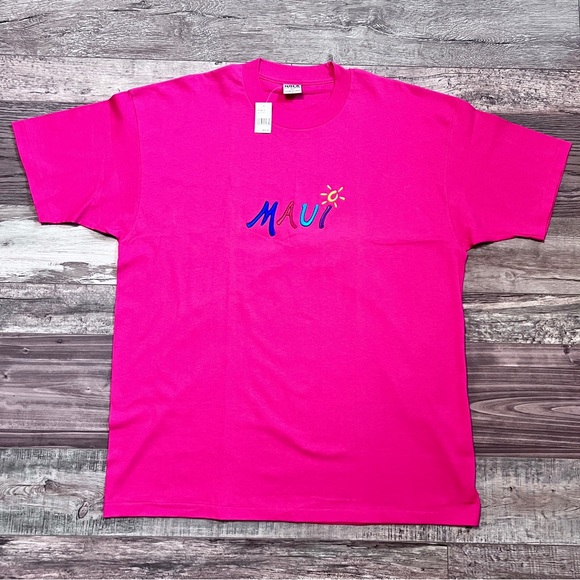 Vintage NWT HRLA Maui Embroidered T Shirt Size XL Pink Single Stitch Deadstock - Picture 1 of 16